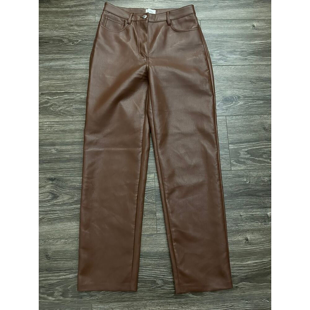 Aritzia Wilfred Melina Faux Leather Cognac Pants Size 4